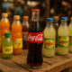 Coca-Cola bottle on an African market stall surrounded by local beverages, symbolizing the shift from global uniformity to local identity in African consumer culture.