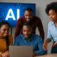 Young African entrepreneurs collaborating on AI technology development, symbolizing Africa’s emerging leadership in artificial intelligence and digital innovation.