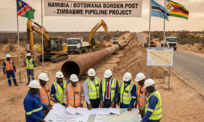 Pipeline construction, representing the complex legal and political agreements needed for cross-border projects in Africa.