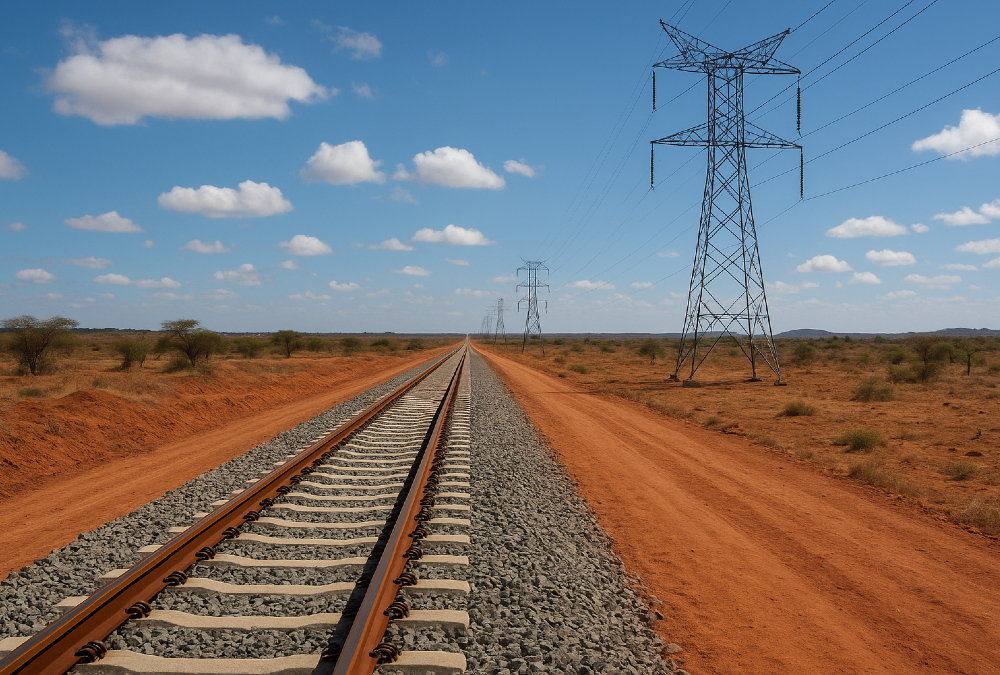 A new transnational railway or power line, representing the continental infrastructure needed to support African unity.
