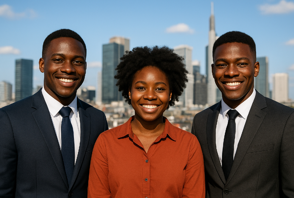 Young African workforce in a rapidly growing city, symbolizing Africa's population boom and economic potential