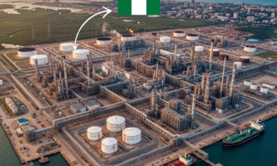 Aerial view of the Dangote Refinery in Nigeria symbolizing the nation’s shift from crude oil exports to local refining and energy independence.