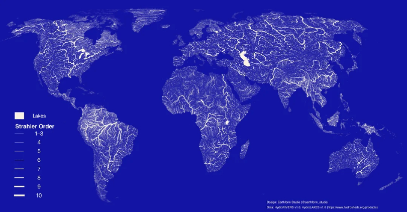 Map of major rivers including Congo, Nile, Niger, and Zambezi showing navigable waterway networks across the continent