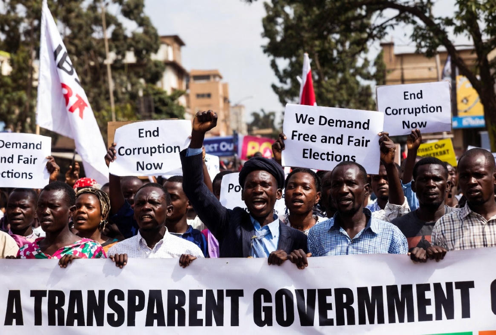 Protesters in an African nation demanding government accountability and democratic reforms
