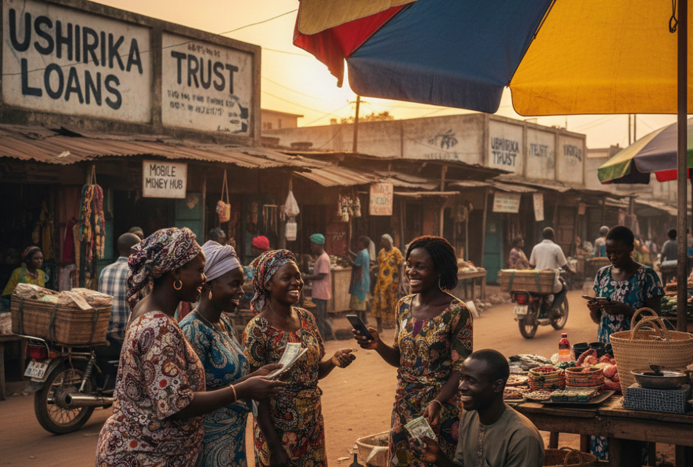 Trust-based informal credit networks powering African entrepreneurs and small businesses outside the formal banking system including mobile money
