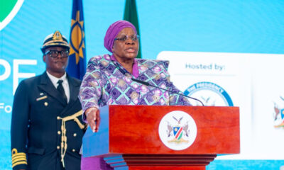 Namibian President Netumbo Nandi-Ndaitwah delivering a keynote address on Africa’s strategic use of resource wealth to reclaim global bargaining power.