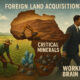 Illustration of Africa’s natural resources, including farmland and critical minerals, highlighting threats from foreign land acquisitions, mineral exploitation, and workforce brain drain.