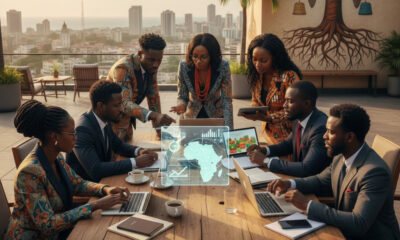 Business people in Africa discussing economic development and trade opportunities