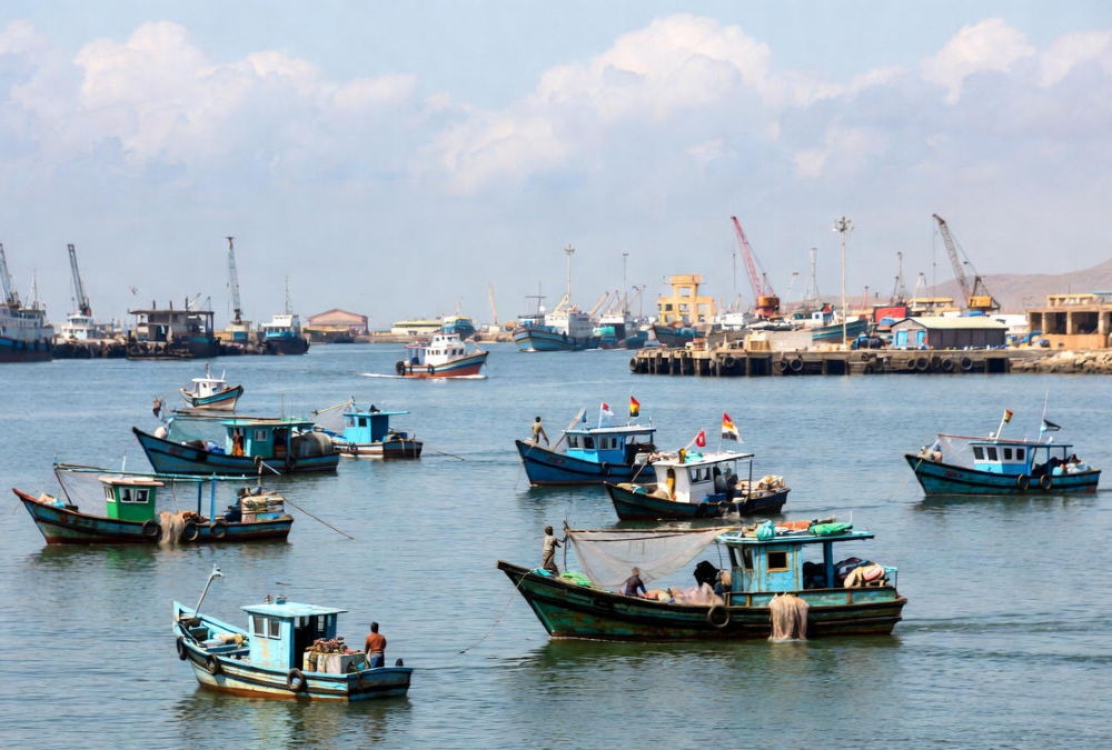 African fishing vessels and maritime infrastructure representing the continent's blue economy potential