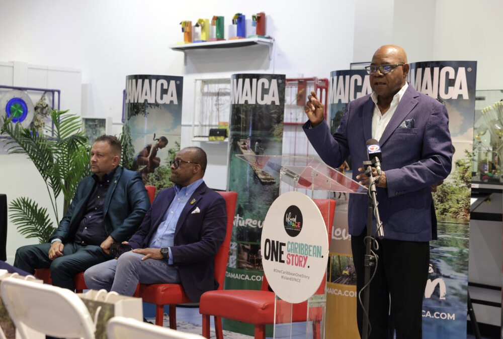 Minister Edmund Bartlett speaking at the Island SPACE Caribbean Museum