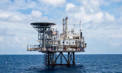 Offshore oil rig operations in Guyana, representing the nation's expanding energy sector and new partnership with Ghana's Cybele Energy.