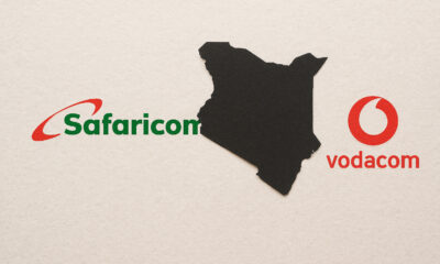 Safaricom and Vodacom logos with a map of Kenya, illustrating the major ownership deal