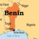 Map of Benin in West Africa between Togo and Nigeria showing strategic location