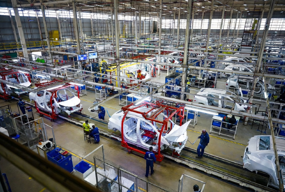 Opaia Motors vehicle assembly plant in Luanda Angola showing automotive manufacturing facility