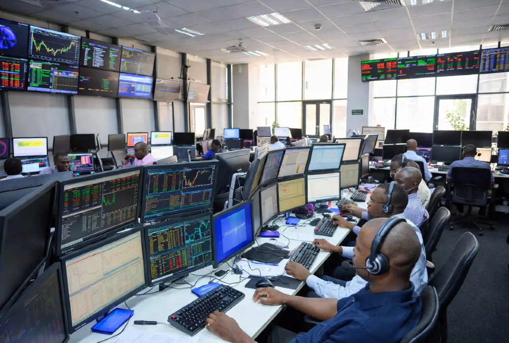 Modern trading floor of an African stock exchange