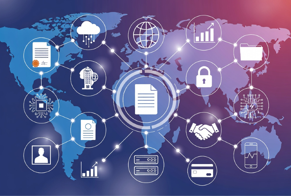 Digital network illustration representing Africa’s shift from traditional notarized documents to interoperable digital identity systems enabling faster cross-border trade and investment.