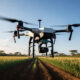 Drone using AI to monitor crop fields and support farmers with precision agriculture in rural Africa.