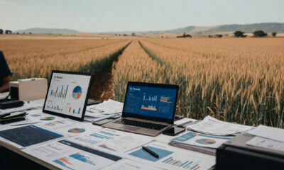 Contrast between Silicon Valley pitch deck and African farm field at harvest time