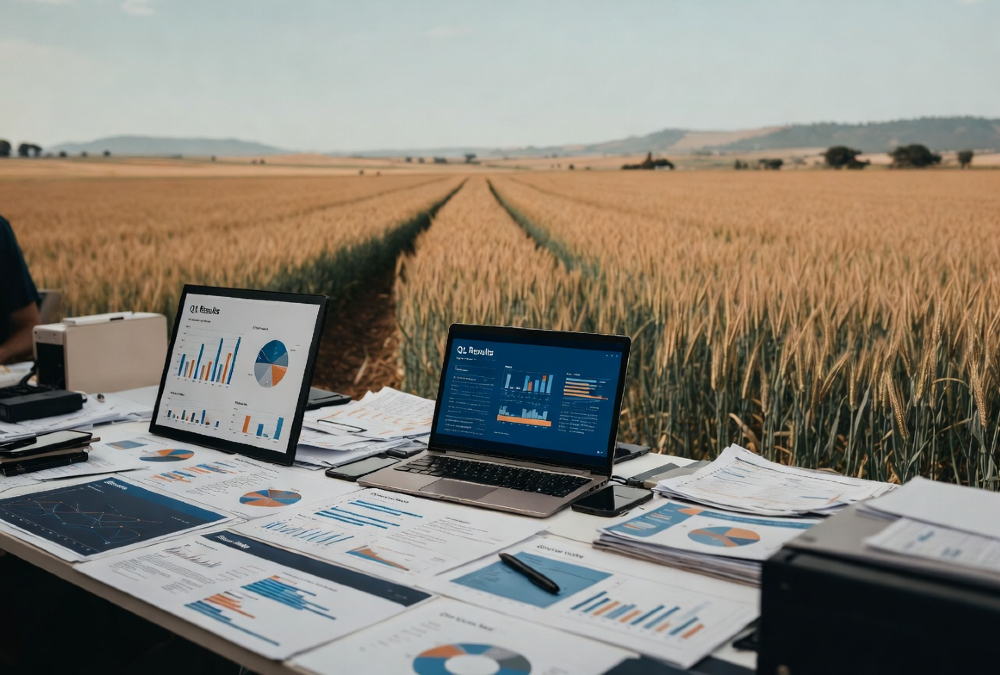 Contrast between Silicon Valley pitch deck and African farm field at harvest time