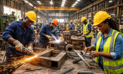 Manufacturing plant in African industrial zone with local workers