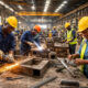 Manufacturing plant in African industrial zone with local workers