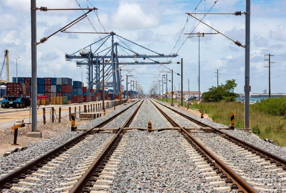 Railway infrastructure connecting African port to interior production zones