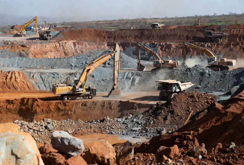 African mining site extracting critical minerals like cobalt and rare earths