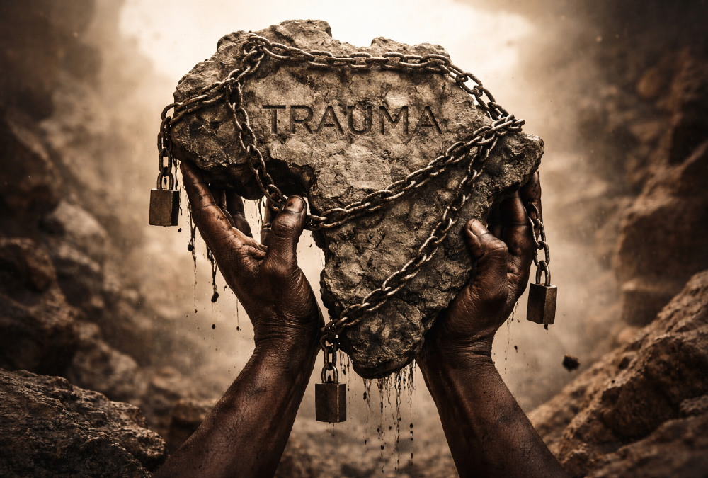 Hands holding weight symbolizing Africa's emotional inheritance and generational trauma