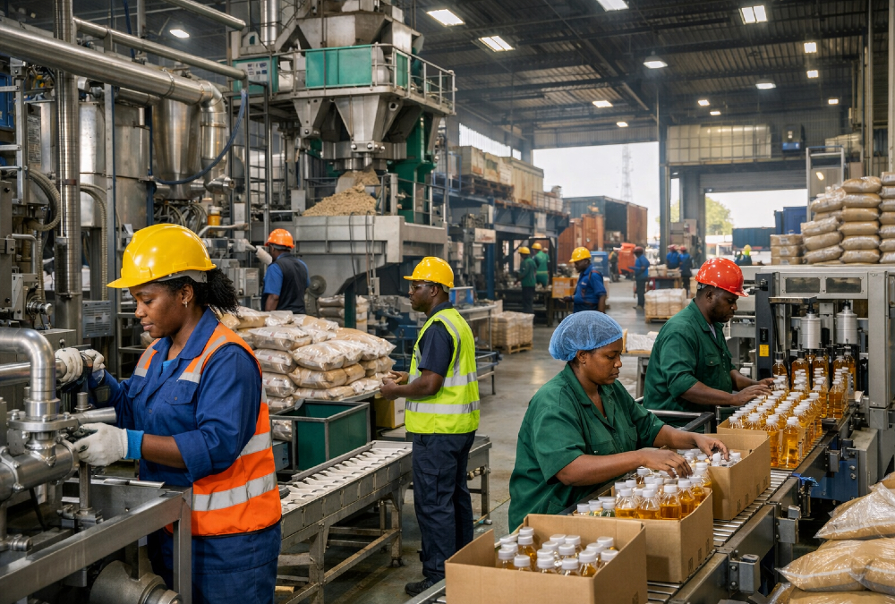 African manufacturing facility showing industrial development and value chain processing