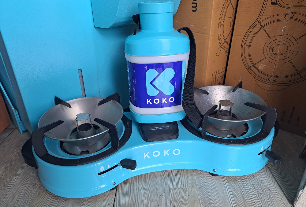 A KOKO Networks clean cookstove and ethanol fuel canister