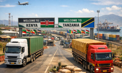 Illustration of cross-border trucks and supply chains symbolizing the growth of intra-African regional trade.