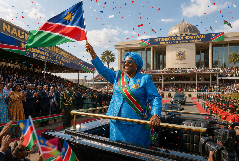 President Netumbo Nandi-Ndaitwah, Namibia's first female president, inaugurated in 2025 - a milestone in the nation's democratic journey.