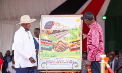 Ugandan President Yoweri Museveni and his Kenyan counterpart William Ruto breaking ground on the Kisumu-Malaba Standard Gauge Railway segment in Kibos, Kisumu, March 21, 2026.