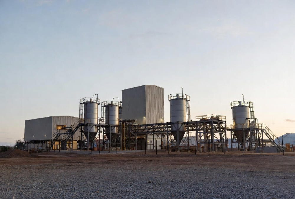 Critical minerals processing facility in Southern Africa showcasing local beneficiation of lithium and copper