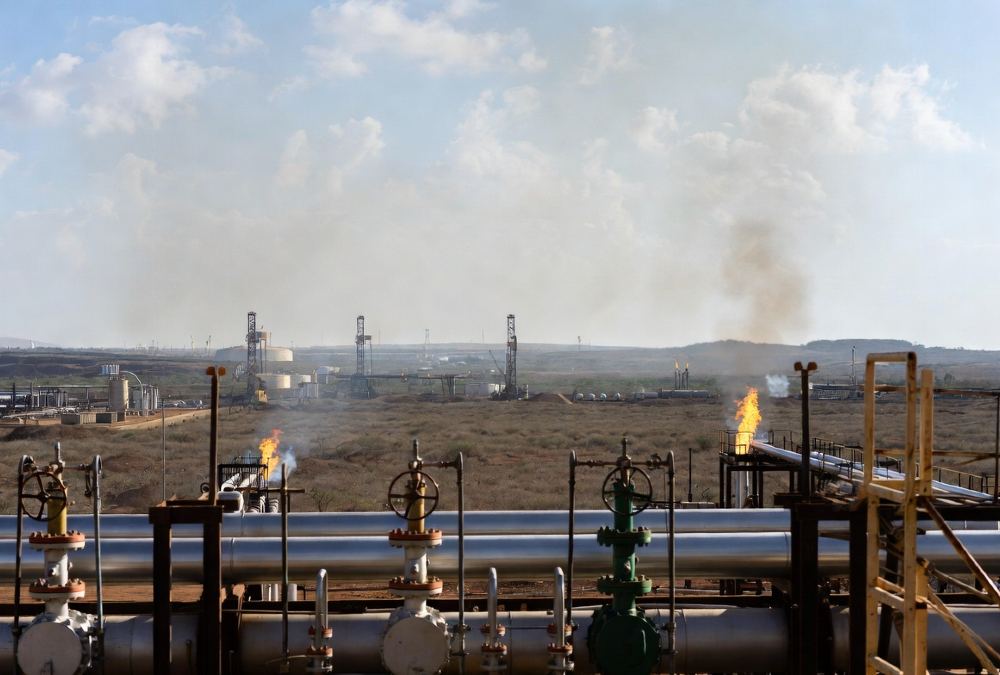 African oil and gas development site highlighting energy production, infrastructure growth, and the debate over climate activism and energy sovereignty