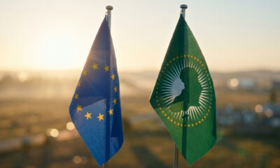 A composite image showing the flags of the European Union and the African Union side by side, symbolizing the potential for partnership and collaboration between the two continents.