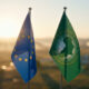 A composite image showing the flags of the European Union and the African Union side by side, symbolizing the potential for partnership and collaboration between the two continents.