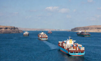 Container ships navigating the Bab al-Mandeb Strait, a vital artery for Africa's imports and exports
