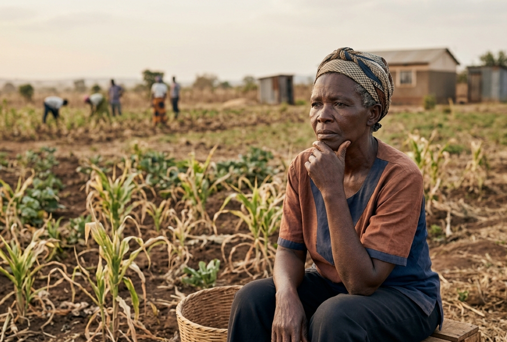 Modern Smallholder farmer in Africa facing agricultural crisis due to top-down government policies and lack of market incentives.