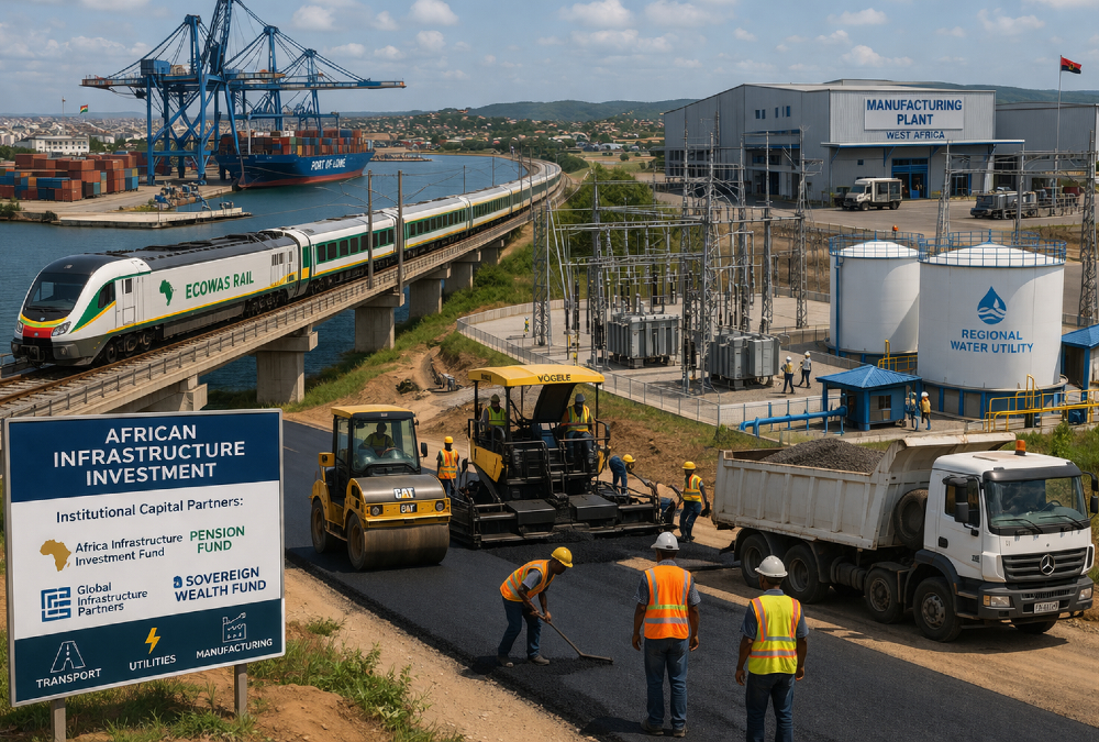 Institutional capital flowing into African infrastructure sectors including transport, utilities, and manufacturing across West and Southern Africa