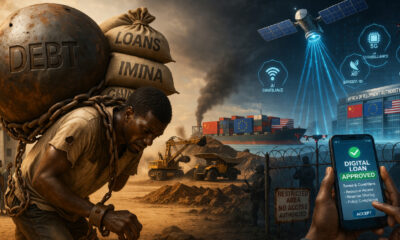 Illustration of Africa navigating modern economic dependency through debt, infrastructure, and digital control