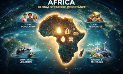 Map of Africa highlighting its strategic location, youthful population, and key resources that drive global relevance in a multipolar world.