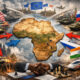 African continent map surrounded by converging global powers symbolizing strategic autonomy and non-alignment in a multipolar world