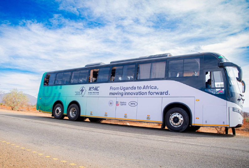 Uganda’s Kayoola Electric Coach traveling through African landscape during historic 13,000-km expedition from Uganda to South Africa