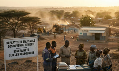 Mali gold mining site with local communities benefiting from new mining code, illustrating resource sovereignty and revenue redistribution in Africa