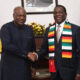 Ghana and Zimbabwe leaders shaking hands during state visit symbolizing bilateral trade partnership in Africa