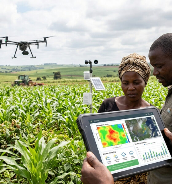 African farmers using artificial intelligence tools and data-driven technology to improve crop yields, predict weather patterns, and modernize agriculture across the continent amid rising food demand and climate challenges.