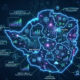 A digital map of Zimbabwe overlaid with AI and data network nodes, representing the country's national artificial intelligence strategy and 100-day implementation sprint.