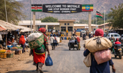 Small-scale traders crossing Moyale border between Kenya and Ethiopia
