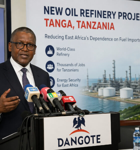 Aliko Dangote announcing new oil refinery project in Tanga Tanzania to reduce East Africa fuel imports